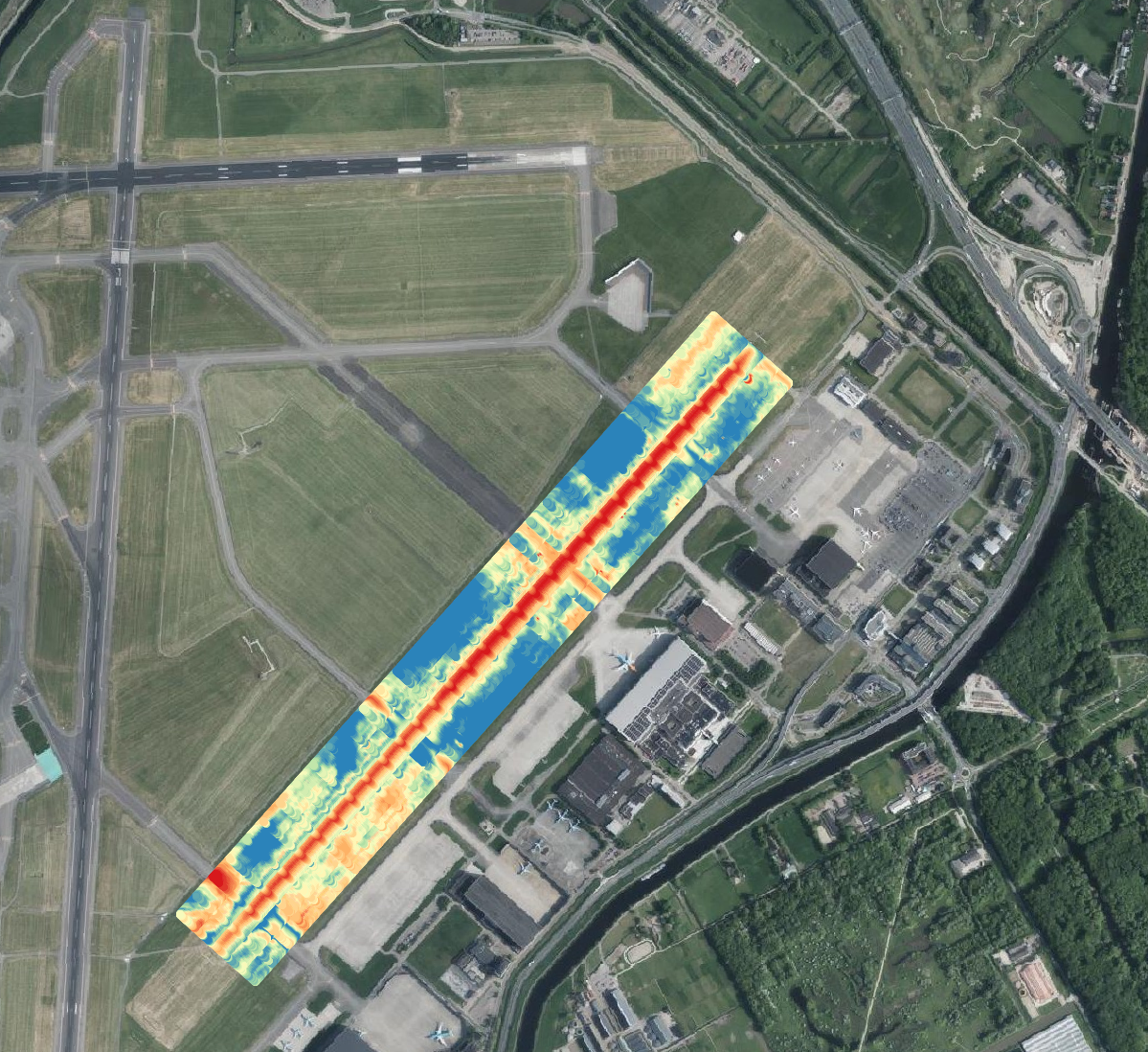GIS elevation heatmap analysis at EHAM Schiphol